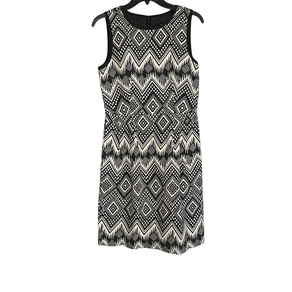 J. Crew Gray White Aztec Print Sleeveless Mini Dress Size 6 Tall